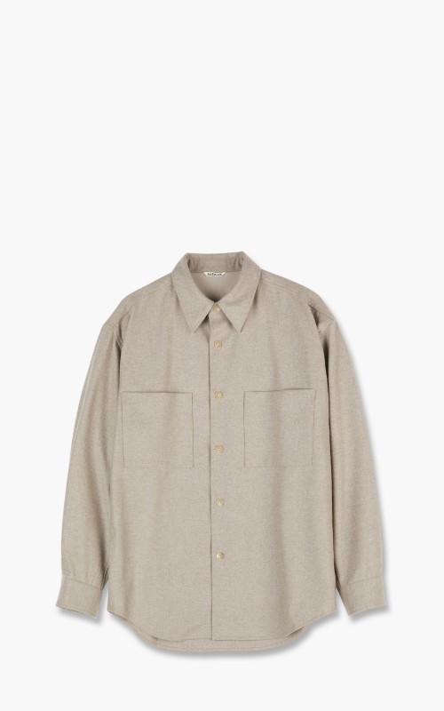 Auralee Wool Fulling Flannel Shirt Top Beige A21AS01CF-Top-Beige