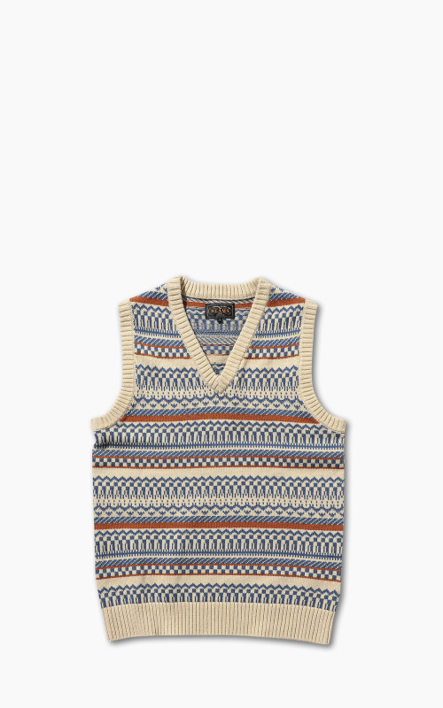 Beams Plus Jacquard Knit Vest Natural