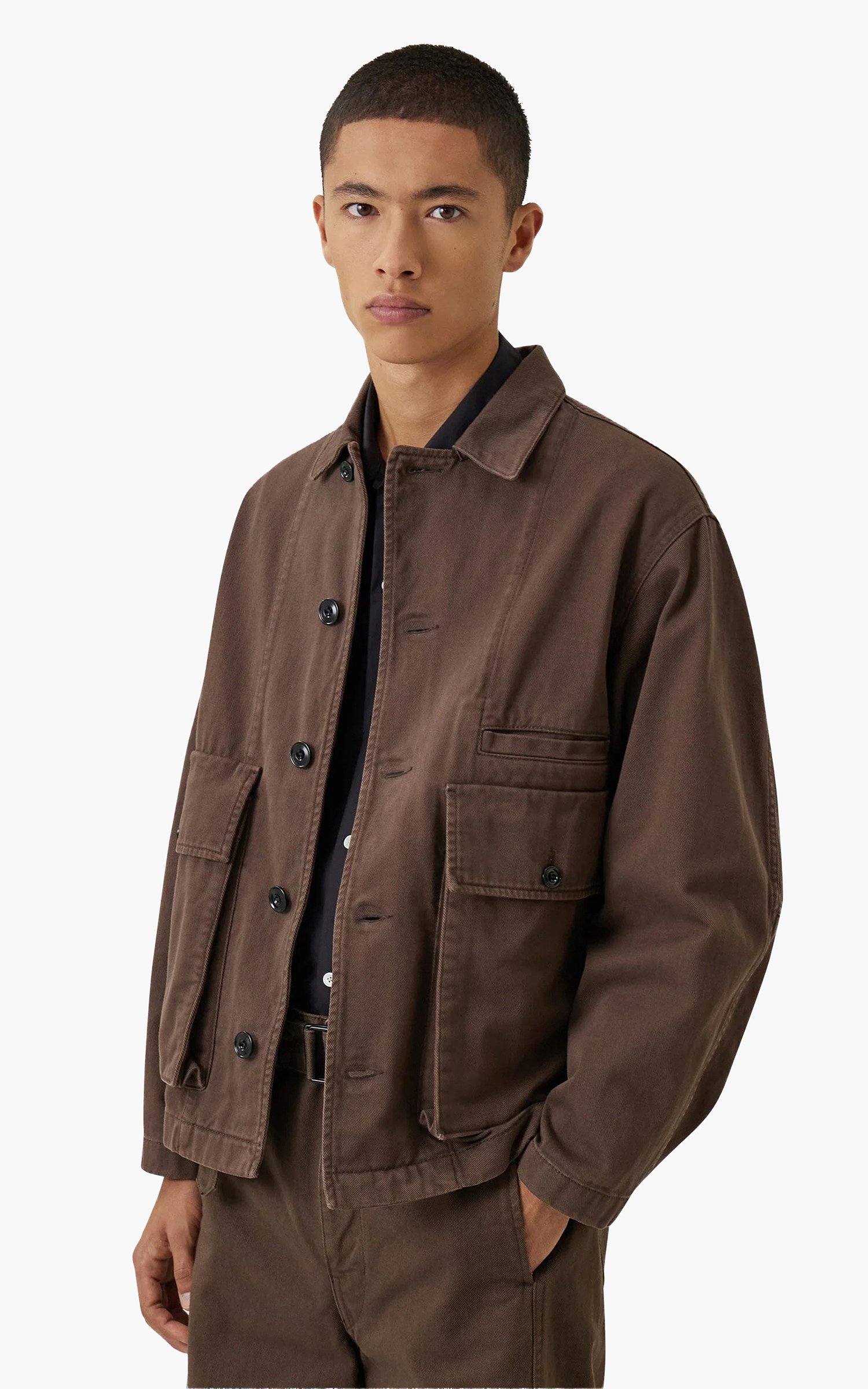 Lemaire Boxy Jacket Garment Dyed Denim Dark Brown | Cultizm