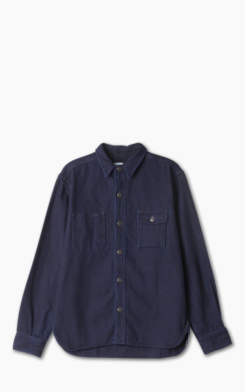 Momotaro Jeans MLS1070M23 Heavy Dobby Shirt Sashiko Indigo