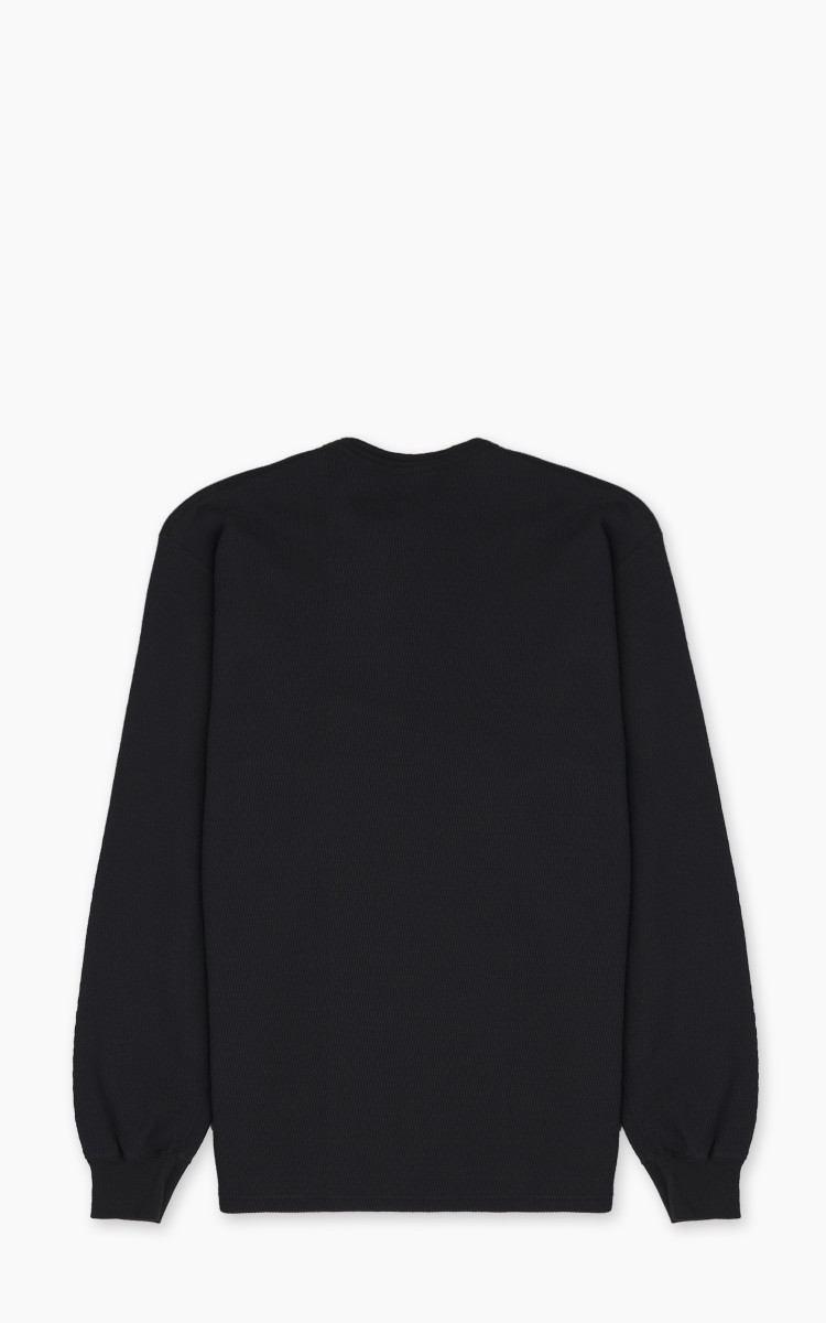 kinema waffle henley neck ブラック　サイズM kinema waffle henley neck ブラックサイズM