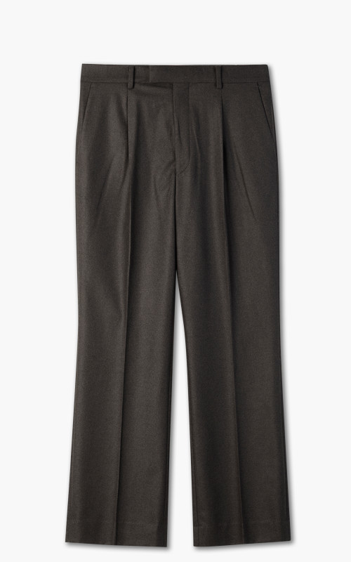 Auralee Wool Fulling Flannel Slacks Top Dark Brown