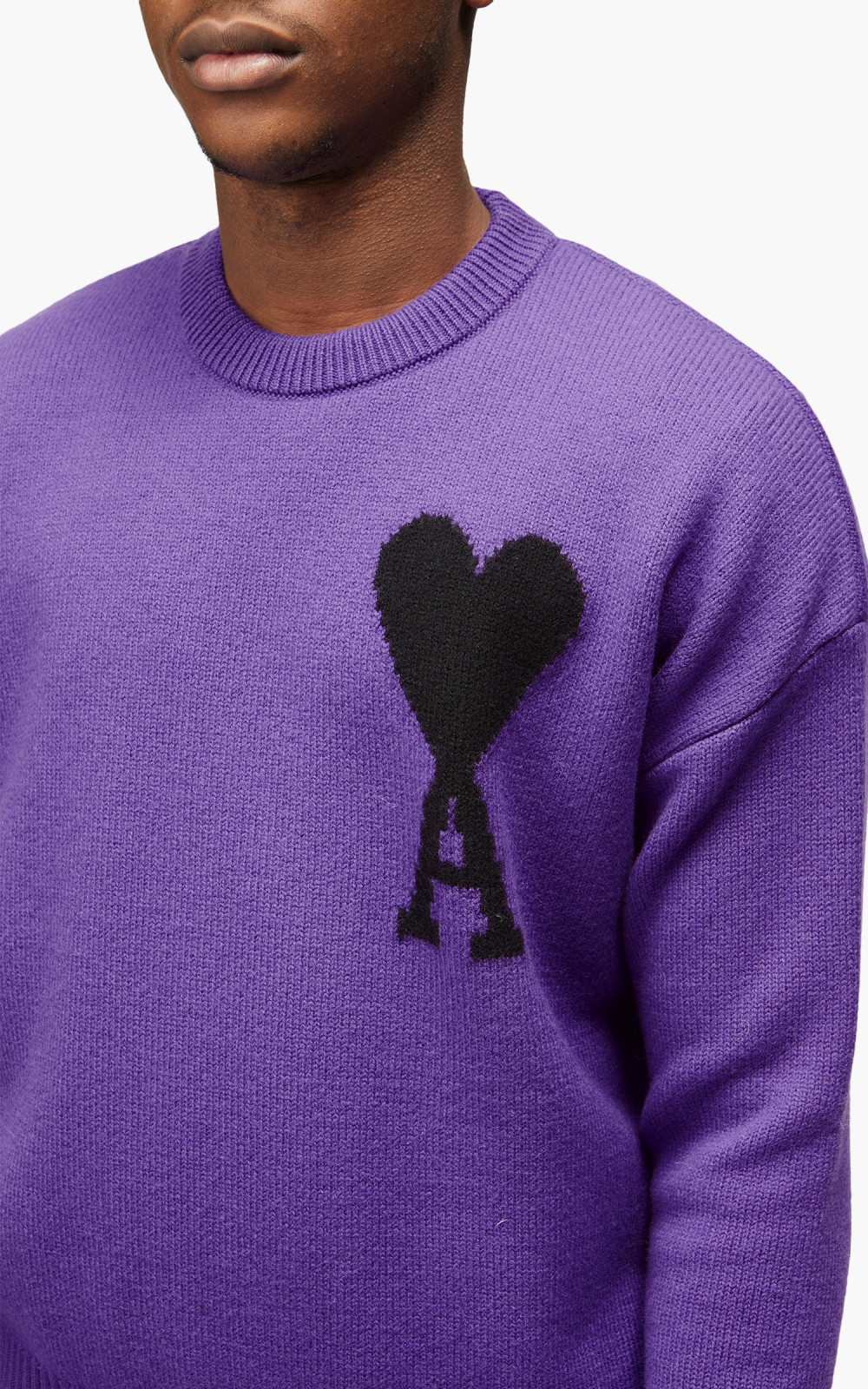 AMI Paris ADC Crewneck Sweater Cotton Purple/Black | Cultizm