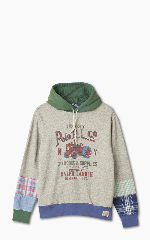 Polo Ralph Lauren Patchwork Graphic Fleece Hoodie Grey | Cultizm