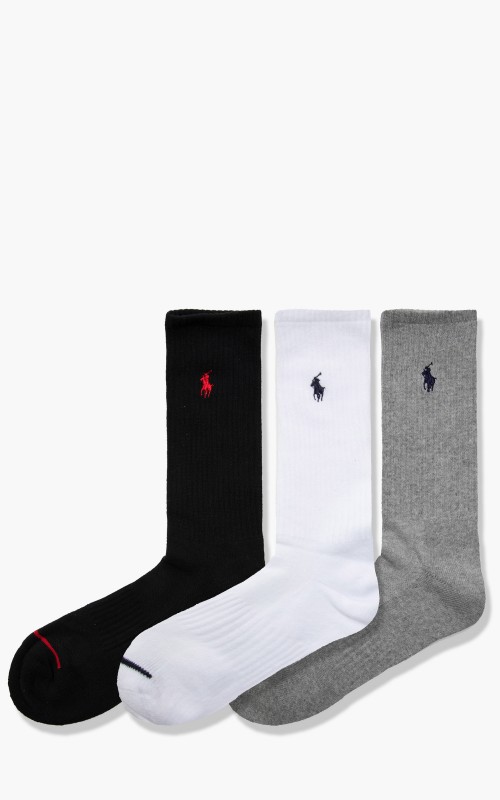 Polo Ralph Lauren Cotton Crew Socks 3-Pack Black/Grey/White