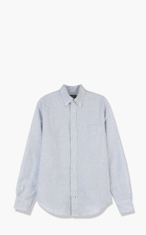 Gitman Vintage Button Down L/S Shirt Linen Blue Stripe 6C409VS19-40-Blue-Stripe