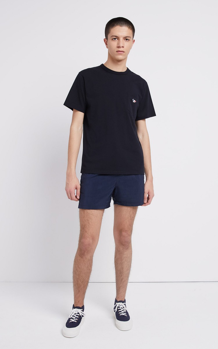★【MAISON KITSUNE】★Tricolor Fox Pocket T-Shir.t Black★ Maison Kitsuné Tricolor Fox Patch Pocket T-Shirt Black | Cultizm