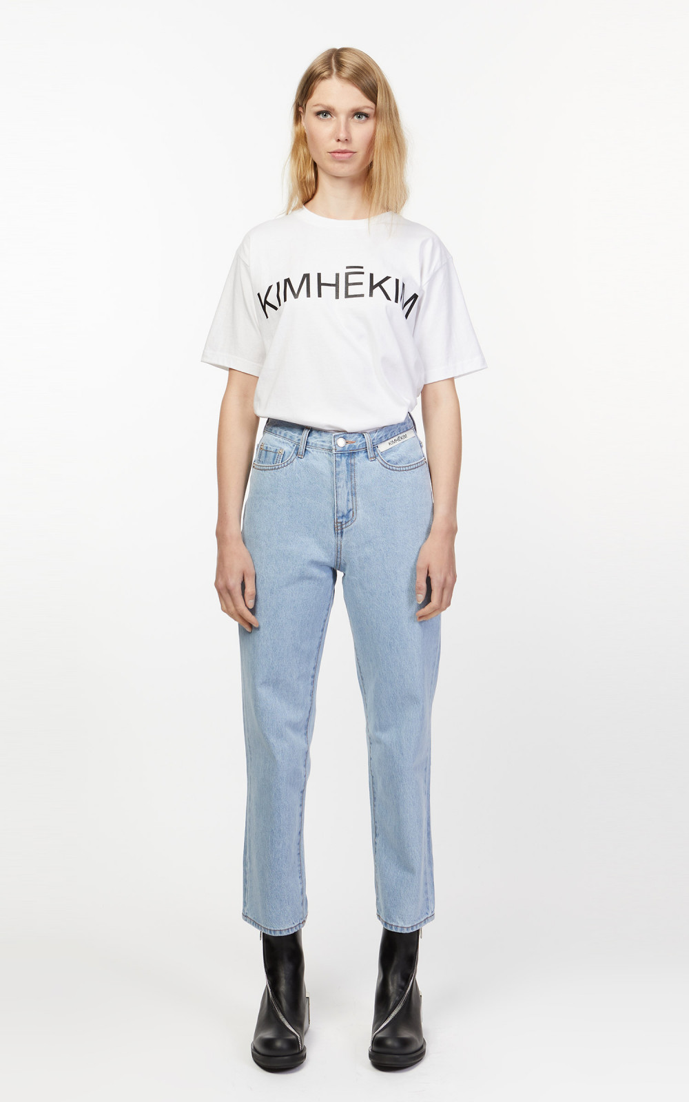 ★KIMHEKIM★Eyelet Slim Fit T-Shirt★大人気★ Eyelet Slim Fit T-Shirt (Black) - KIMHĒKIM
