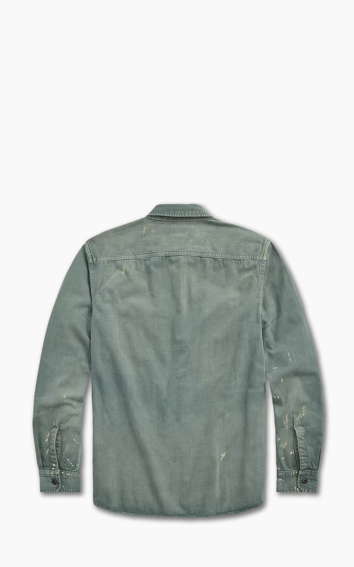 RRL Distressed Twill Workshirt Service Green | Cultizm