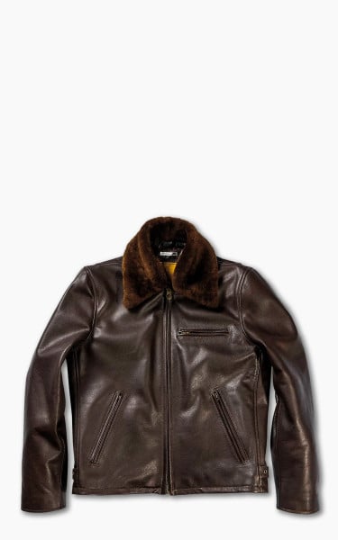 Shangri-La Heritage Varenne Fur Collar Leather Jacket Brown