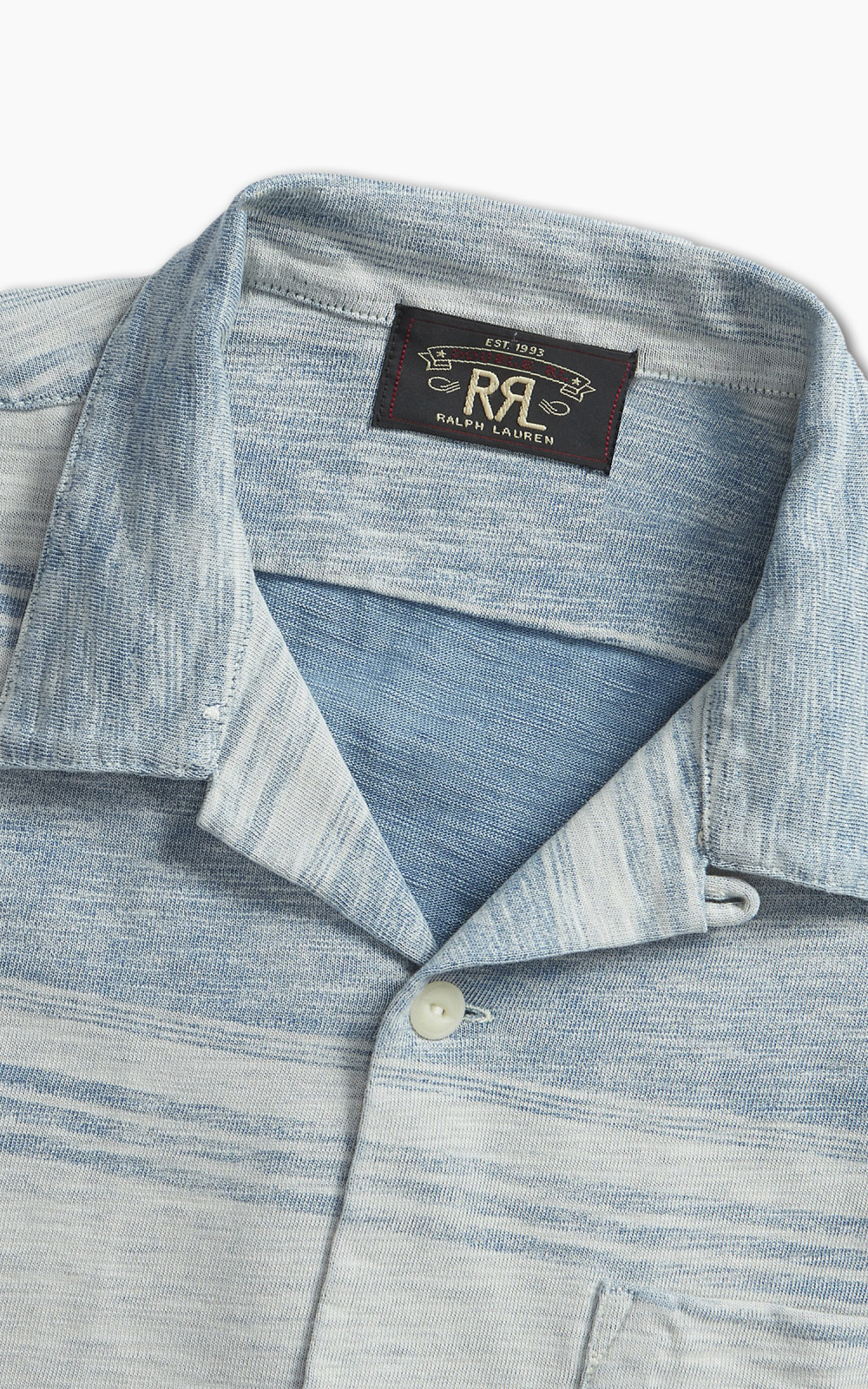 RRL Camp Shirt Striped Jersey Indigo | Cultizm