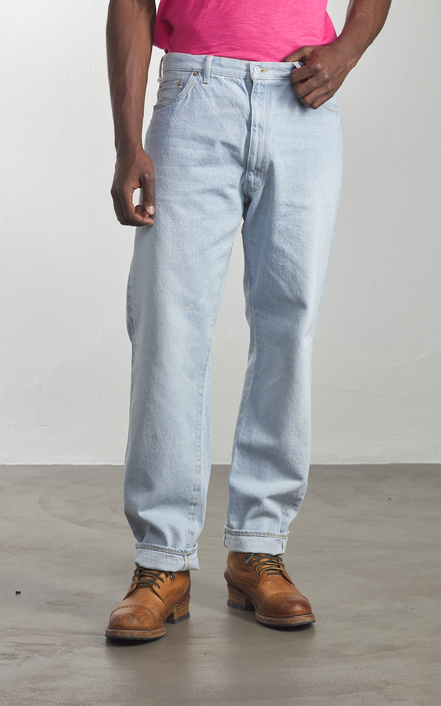 Kaptain Sunshine 5P Zipper Front Denim Pants Indigo Ice Wash