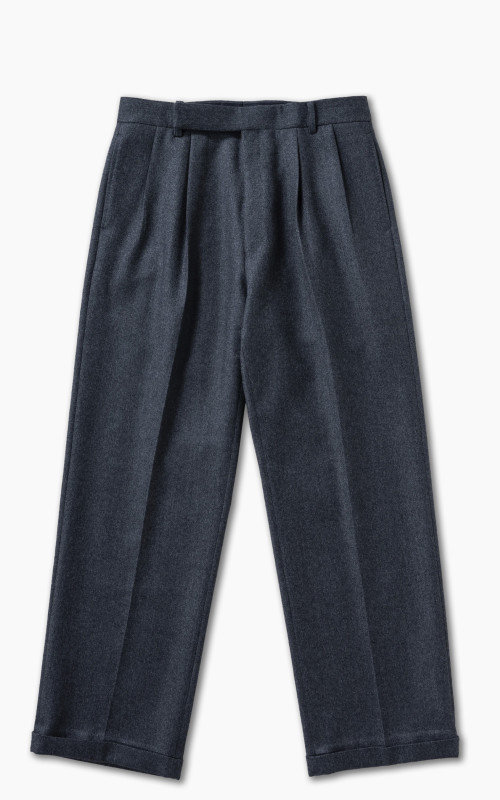 Kaptain Sunshine 2 Pleats Wide Trousers Wool Charcoal