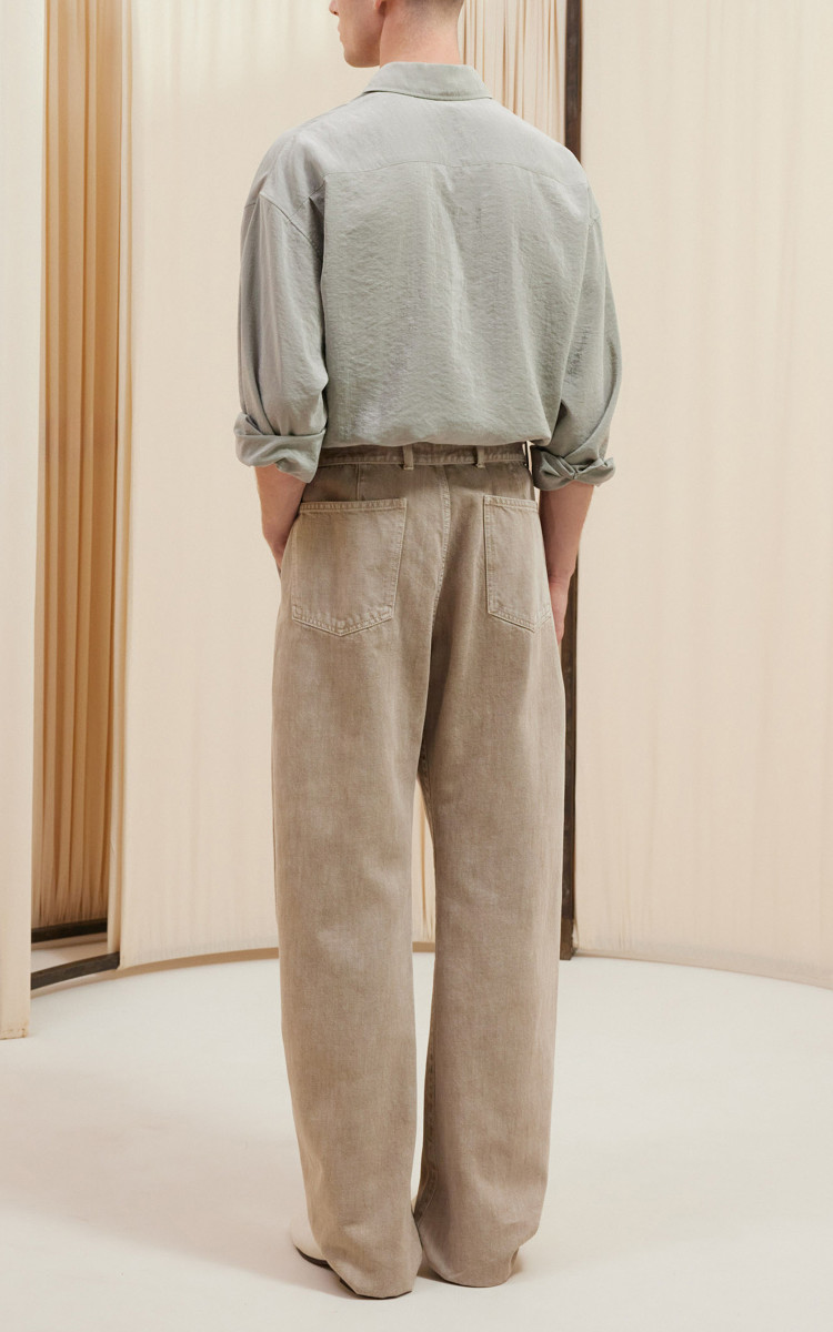 【CLANE】 BELTED LOOSE STRAIGHT PANTS Grey Status Belted Pants