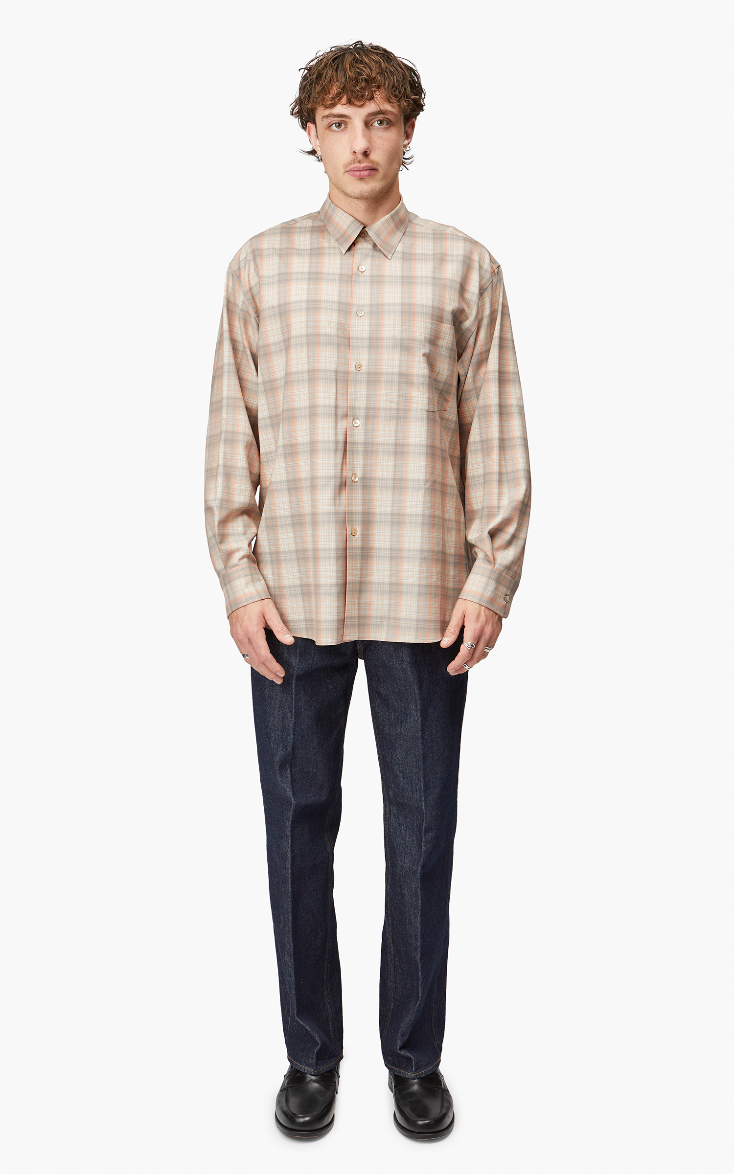 Auralee Super Light Wool Check Shirt Light Beige Check | Cultizm