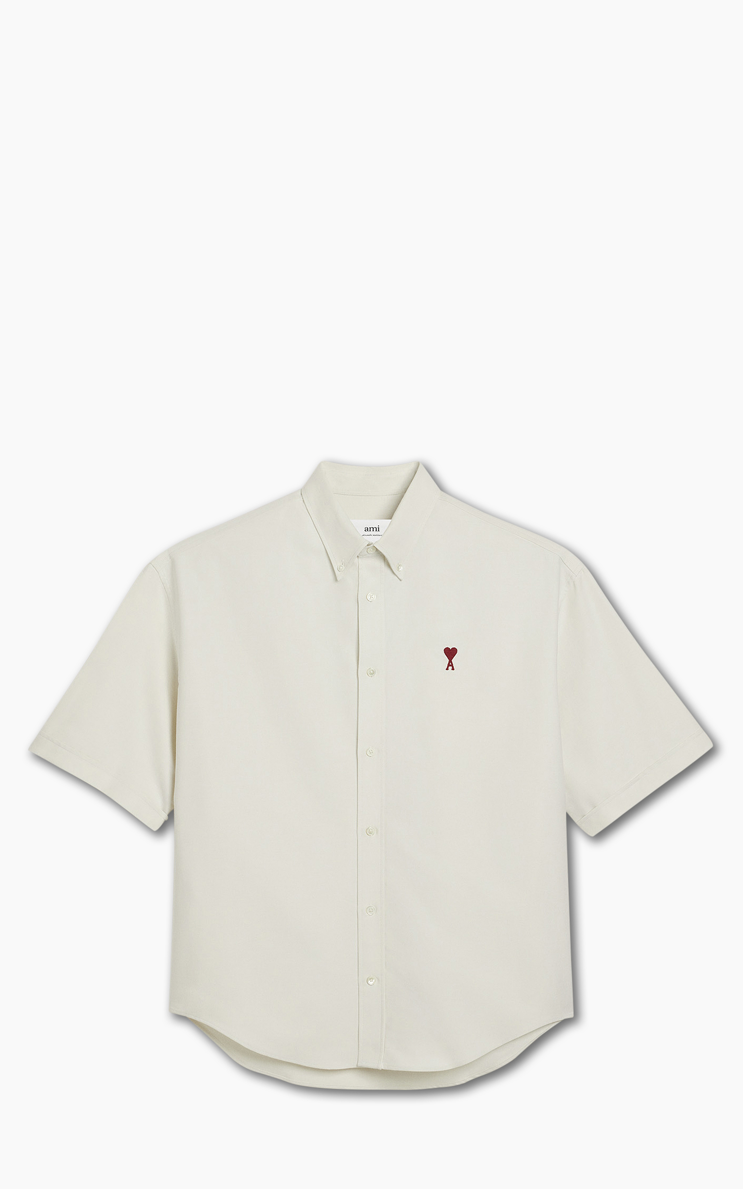 AMI Paris Boxy Fit Short Sleeve Shirt Chalk | Cultizm