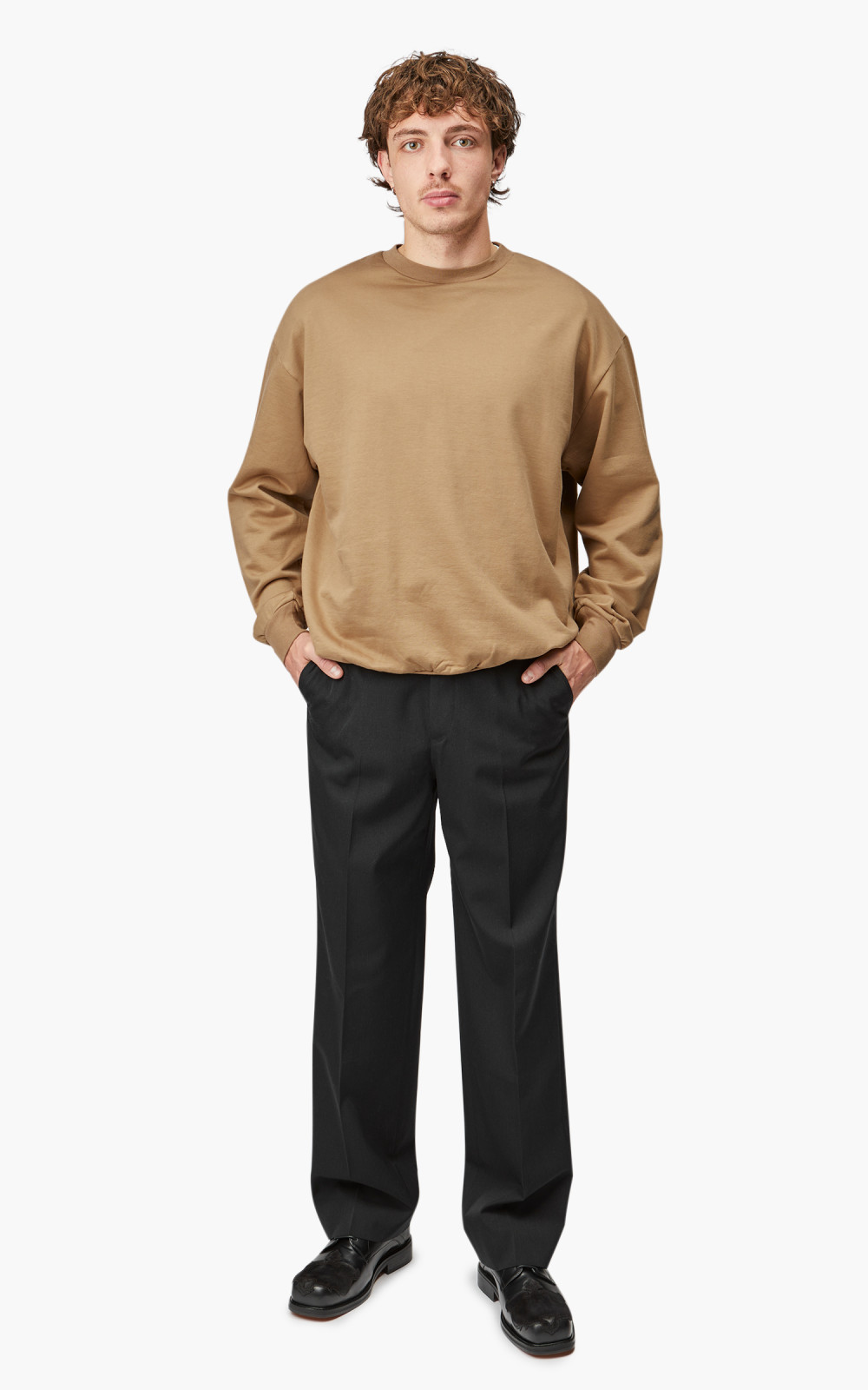 Auralee Elastic High Gauge Sweat P/O Light Brown | Cultizm