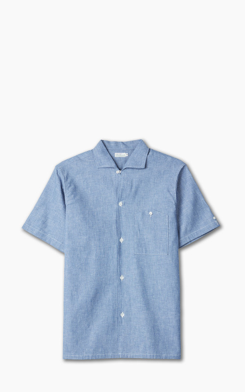 Warehouse & Co. Lot 3091 S/S Open Collar Shirt Chambray Blue