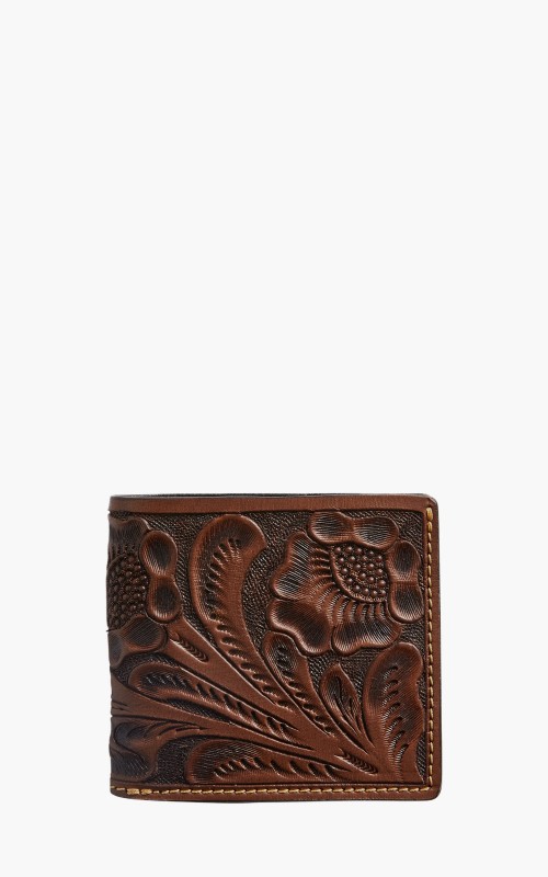 RRL Billfold Wallet Embossed Leather Brown