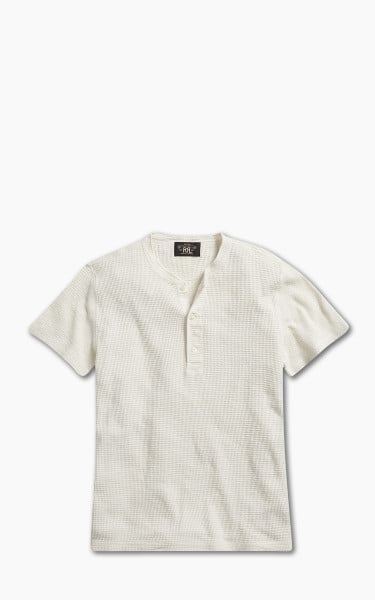 RRL Waffle-Knit Henley Shirt Paper White