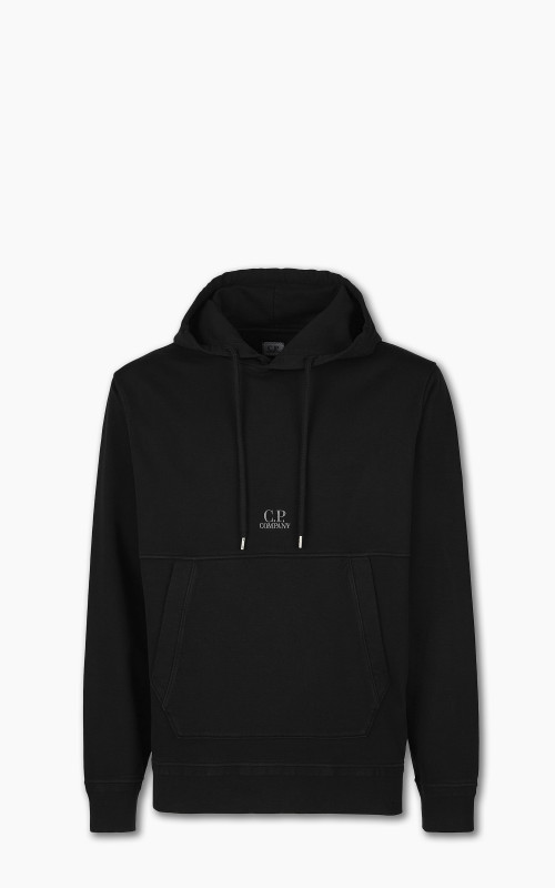 C.P. Company Cotton Fleece Logo Hoodie Black