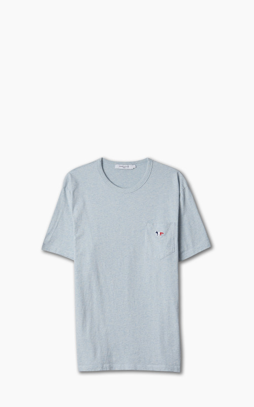 Maison Kitsuné Tricolor Fox Patch Pocket T-Shirt Blue Haze Melange