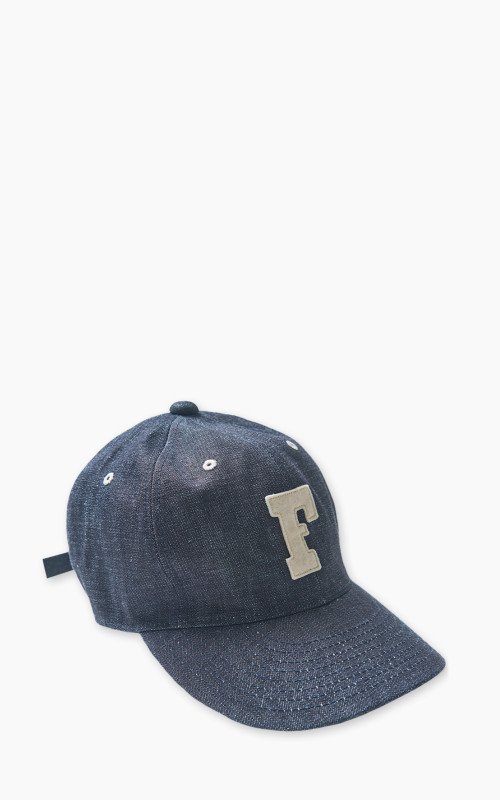 Fullcount 6843HW 6-Panel Denim Baseball Cap 'F' Patch Indigo Blue