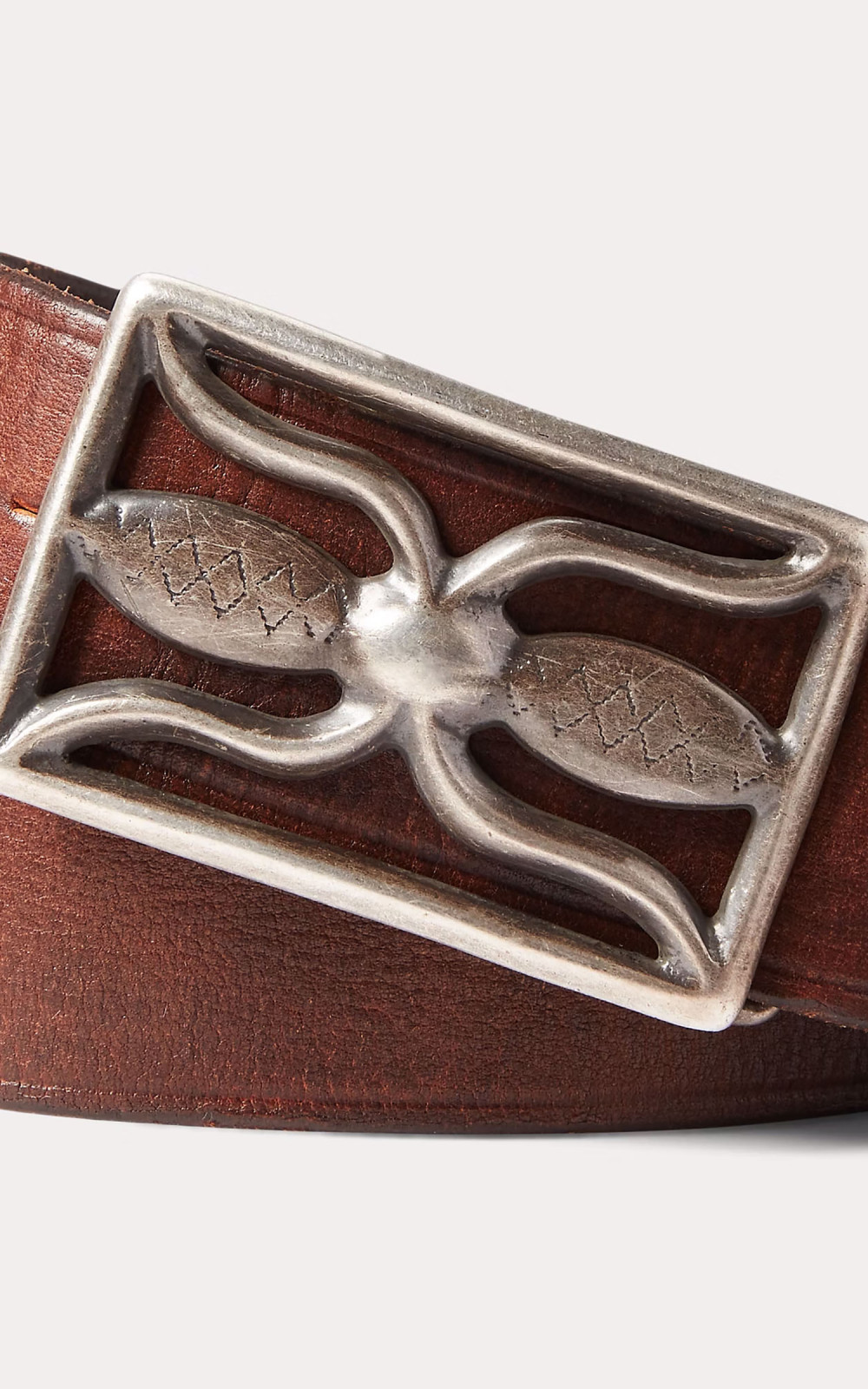 RRL Hawkins Leather Belt Vintage Brown | Cultizm