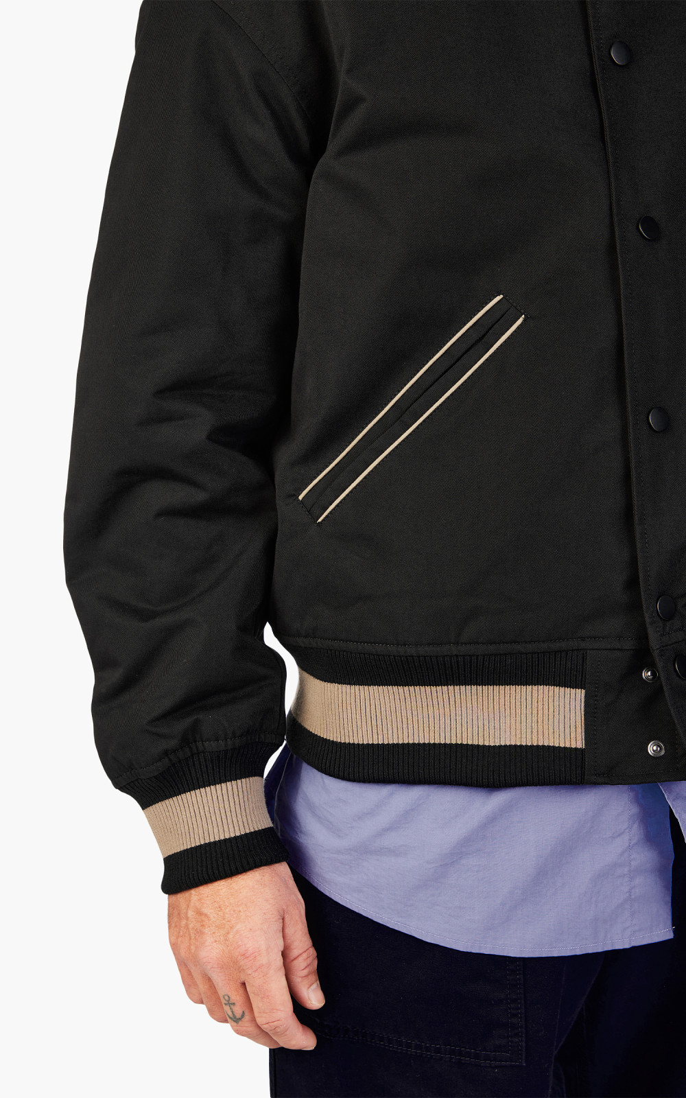 FrizmWORKS Cavalry Twill Varsity Jacket Black | Cultizm FrizmWORKS Cavalry Twill Varsity Jacket Black | Cultizm