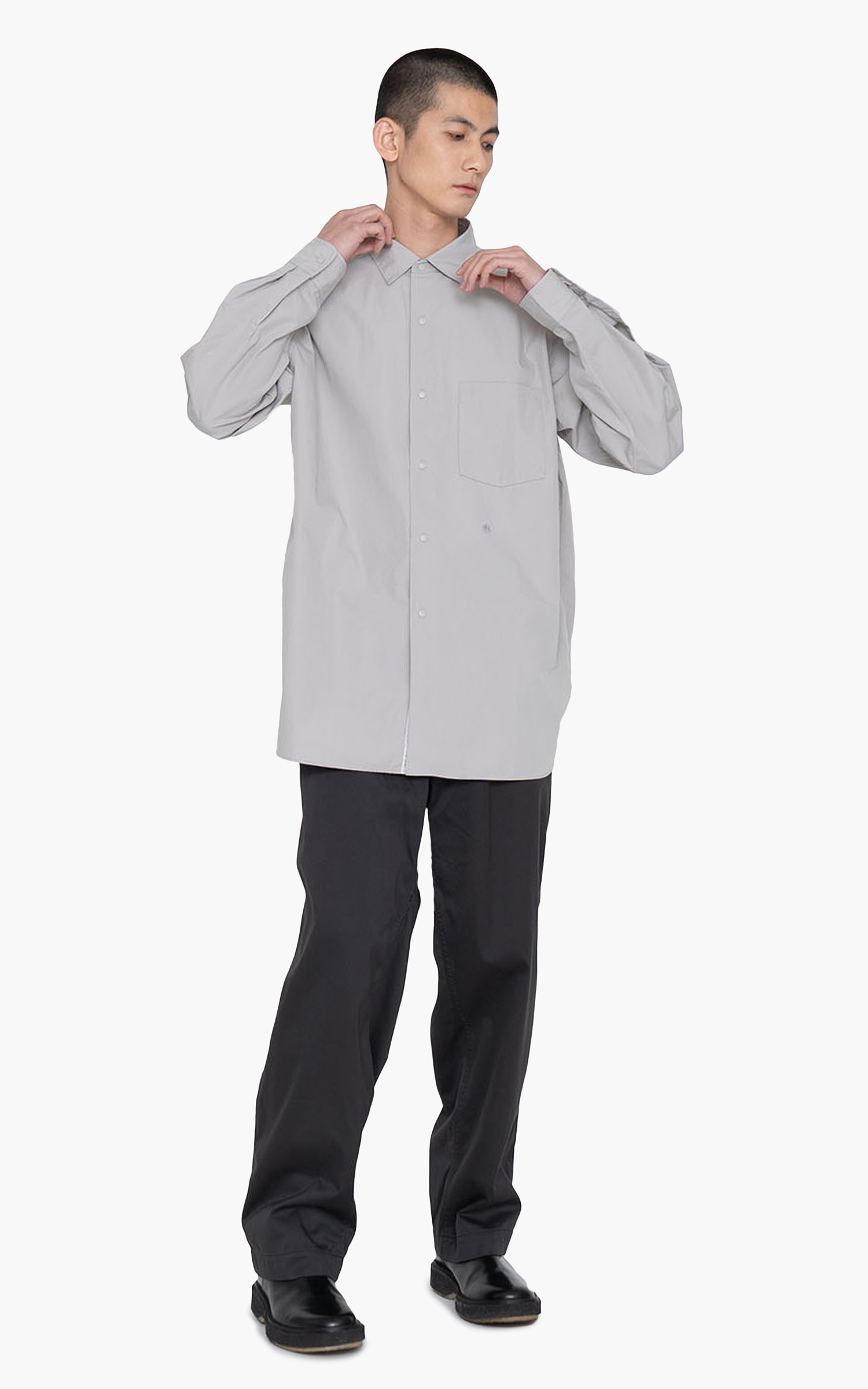 Nanamica Regular Collar Wind Shirt Light Grey | Cultizm