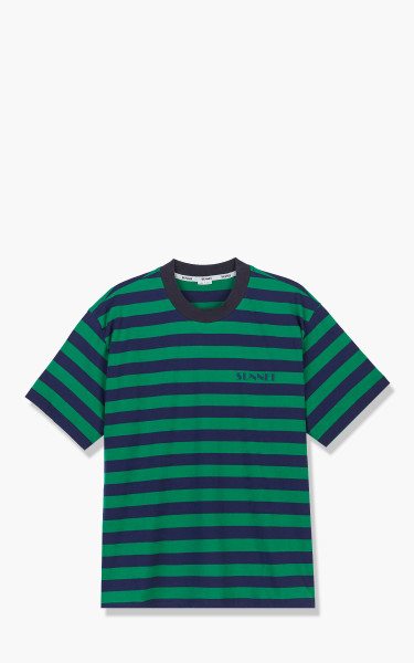 Sunnei Mini Logo Blue Classic T-Shirt Blue/Green Striped SN2PXH01AP-JE130-R24-Blue/Green