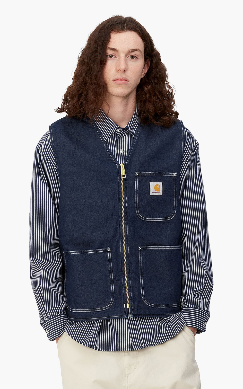 Carhartt WIP Chore Vest Blue One Wash | Cultizm Carhartt WIP Chore Vest Blue One Wash | Cultizm