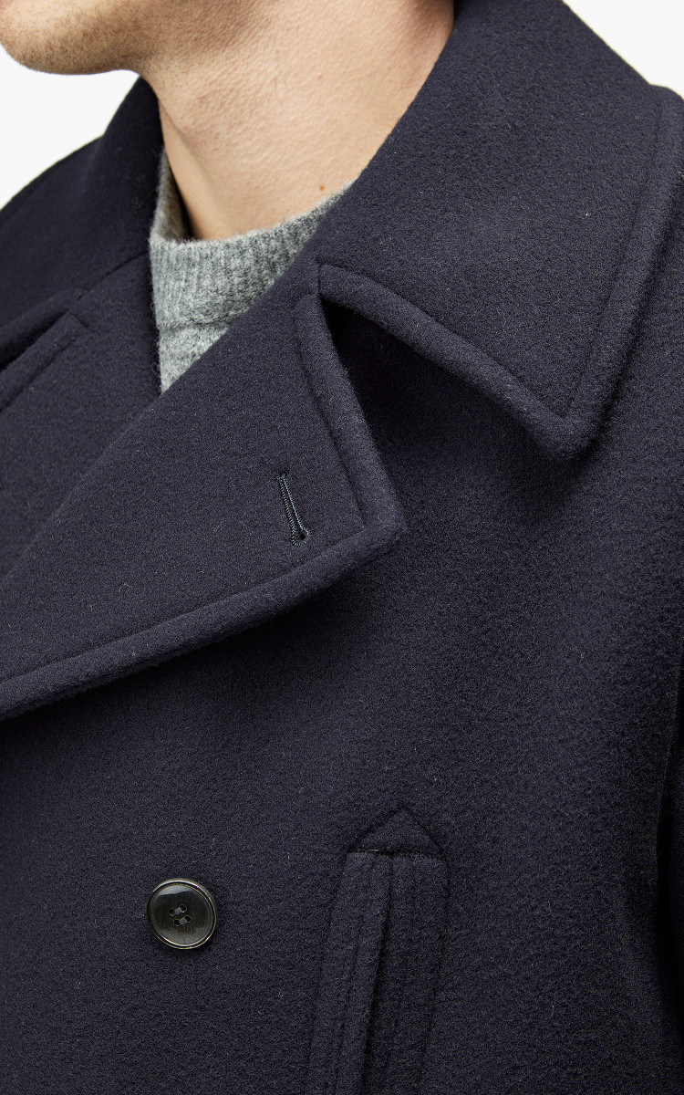 YLÈVE Wool Mosser Pea Coat Navy | Cultizm