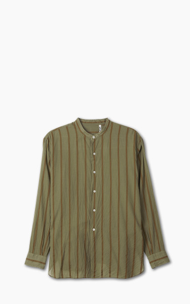 Kaptain Sunshine Stand Collar Shirt Olive Stripe