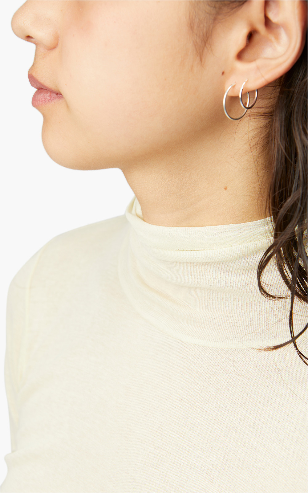 Auralee W High Gauge Sheer Rib Turtle Neck L/S Tee Light