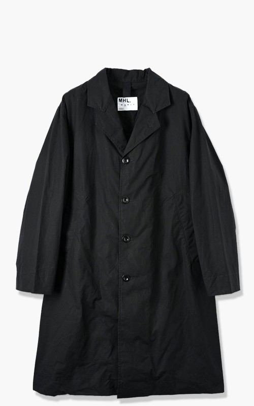 Margaret Howell‎ MHL. Military Mac Washed Waxed Cotton Black