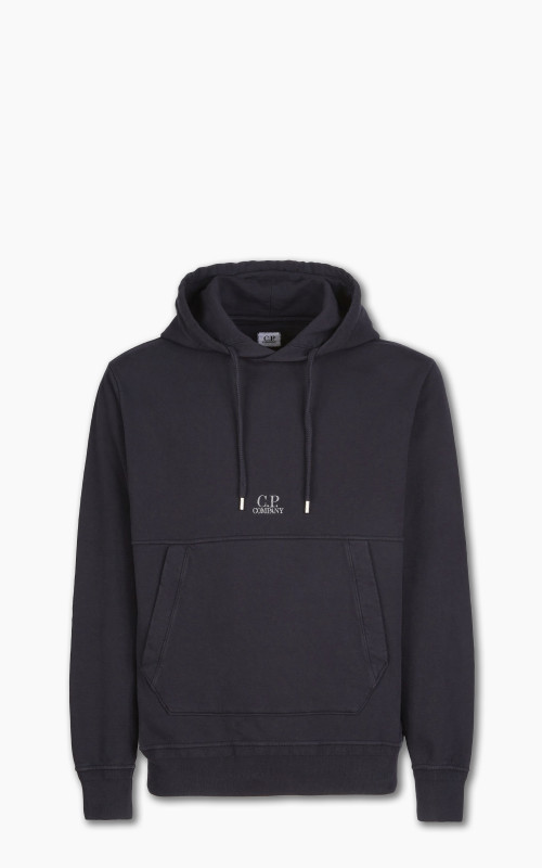 C.P. Company Cotton Fleece Logo Hoodie Total Eclipse Cultizm