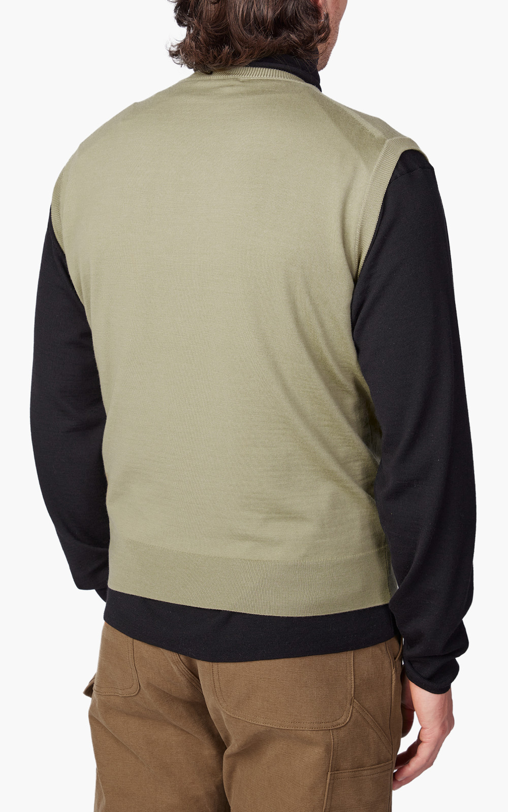 Auralee Wool Cashmere Silk Knit Vest in Gray Curated at Jake