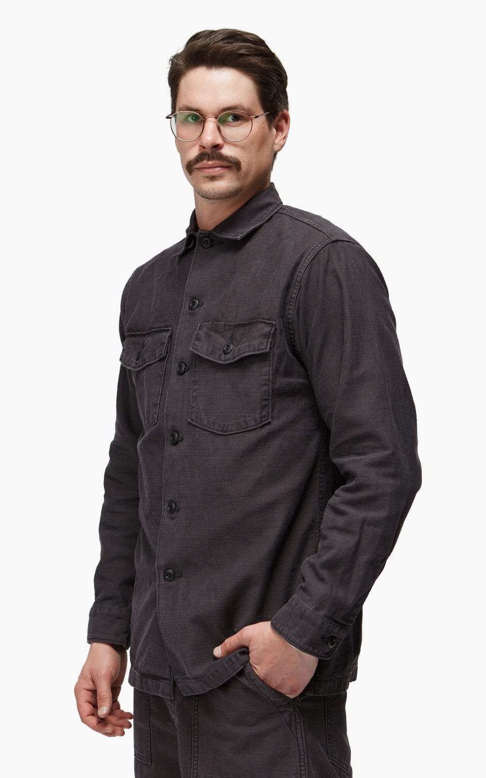 OrSlow US Army Fatigue Shirt Denim Black Stone | Cultizm