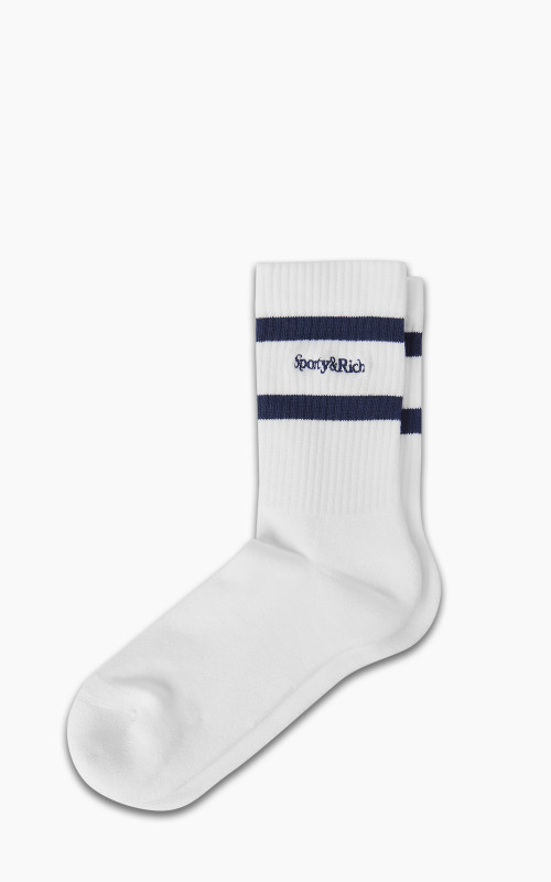 Sporty & Rich Serif Logo Socks White