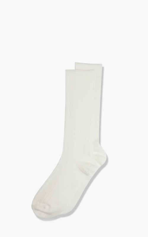 RoToTo R1010 Linen Cotton Ribbed Crew Socks Off White R1010-OFF-WHITE