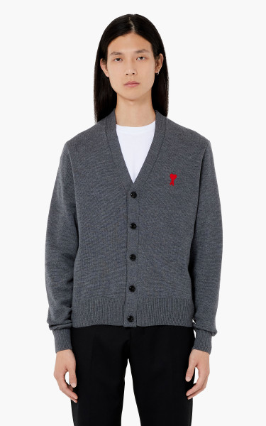 AMI Paris Ami De Coeur Cardigan Medium Heather Grey