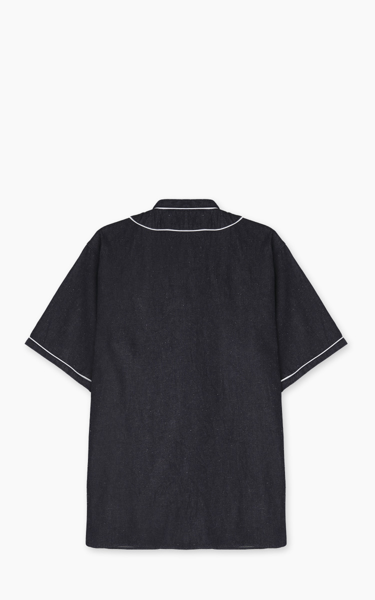 ★TRAVEL★ Stella Uniform Baseball Short Sleeve Shirt Black Men's Short-Sleeve Cropped Stella Artois Workwear Button-Up