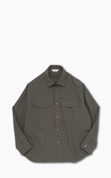 Still By Hand Double Pocket Raglan Shirt Charcoal