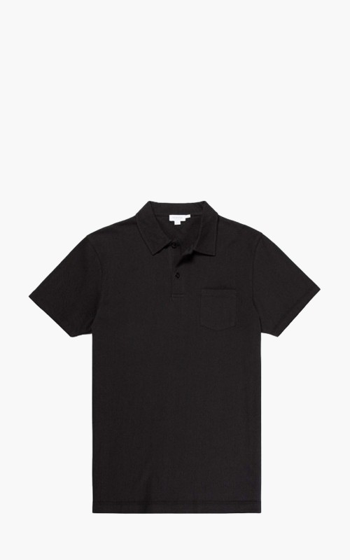 Sunspel Cotton Riviera Polo Shirt Black