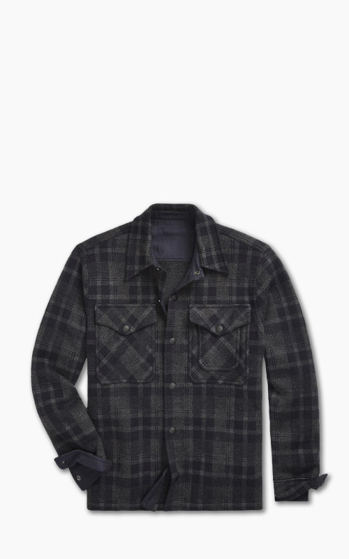 RRL Plaid Wool Workshirt Jumper Navy/Black