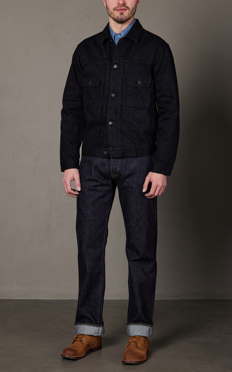 Momotaro Jeans MXGJ1108 Type 2 Denim Jacket Black x Black