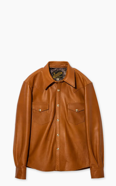 Y&#039;2 Leather Steer Oil Leather Western Shirt Camel