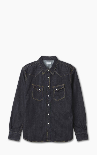 The Flat Head FN-SDW-001L Denim Western Shirt Selvedge Indigo