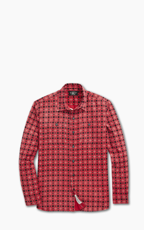 RRL Plaid-Print Chamois Workshirt Red/Multi